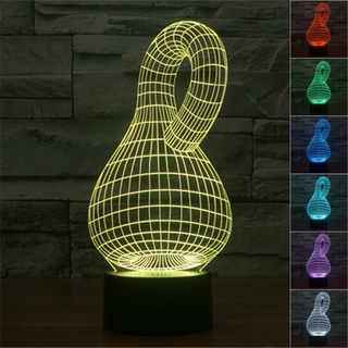 โคมไฟตั้งโต๊ะ LED รูปน้ําเต้า 3D ไล่โทนสี 7 สี ชาร์จ USB