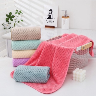 ผ้าเช็ดผม Microfiber รุ่น รังผึ้ง (ผ้าหนา) ขนาด 75x35 cm. ผ้าเช็ดผมซับน้ำได้ดีเยี่ยม สีพาสเทล