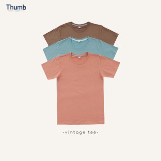 Thumbody เสื้อยืด เสื้อสีพื้น สีวินเทจ ยอดฮิต ผ้าคอตตอน เนื้อนุ่ม ใส่สบาย ไม่ย้วย เสื้อสีแซลมอล ฟ้าเทา กาแฟ คอกลม