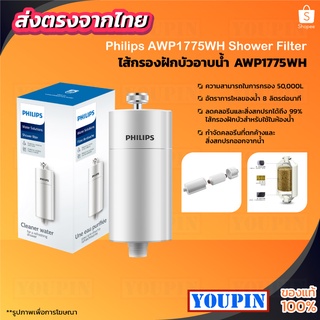 Original Philips Water AWP1775 ฝักบัว กรองฝักบัว ตัวกรองฝักบัว ใส้กรองฝักบัว สำหรับอาบน้ำฝักบัว ความสามารถในการกรอง