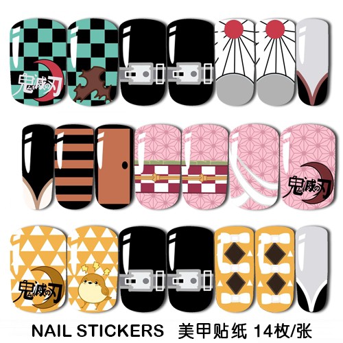 Demon Slayer Kimetsu No Yaiba Nail Sticker Tanjiro Agatsuma Zenitsu Kamado Tanjirou Nezuko Tomioka Giyuu Anime Art Shopee Thailand