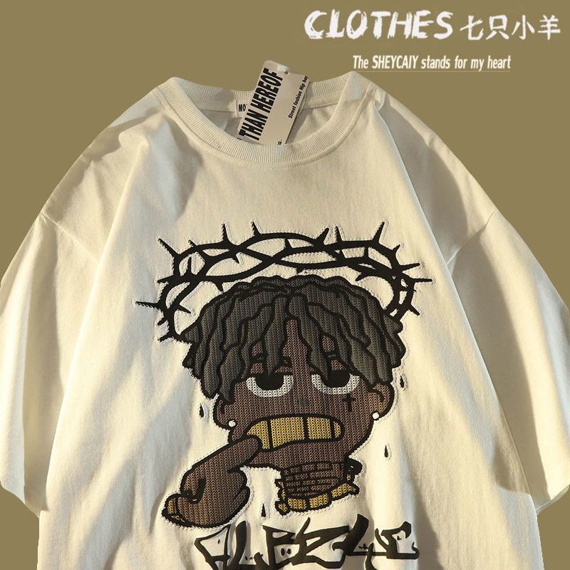 men ลายการ์ตูน เสื้อคู่ แขนสั้น แฟชั่น คอกลม เชิ้ตผู้ เสื้อผ้า ทรงหลวม แฟน โอเวอร์ไซส์ สีพื้น cotton oversize white ใส่สบาย หญิง ผู้หญิง วินเทจ สีดํา ผ้าคอตตอน เกาหลี เสื้อยืด ผู้ชาย plus size สีขาว shirt ฮิปฮอป เสื้อเชิ้ต ไซส์ใหญ่ ผ้าฝ้าย เสื้อ คนอ้วน