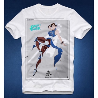 เสื้อยืดผ้าฝ้ายพิมพ์ลายขายดี Street Fighter Chun Li วิดีโอเกมคลาสสิกเซ็กซี่สไตล์วินเทจ Amiga C64 Atari Cyberpunk