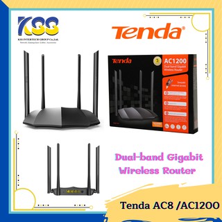 Tenda AC8, AC1200 Dual-band Gigabit Wireless Router เราเตอร์ขยายสัญญาณ**รับประกันสินค้า5ปี**