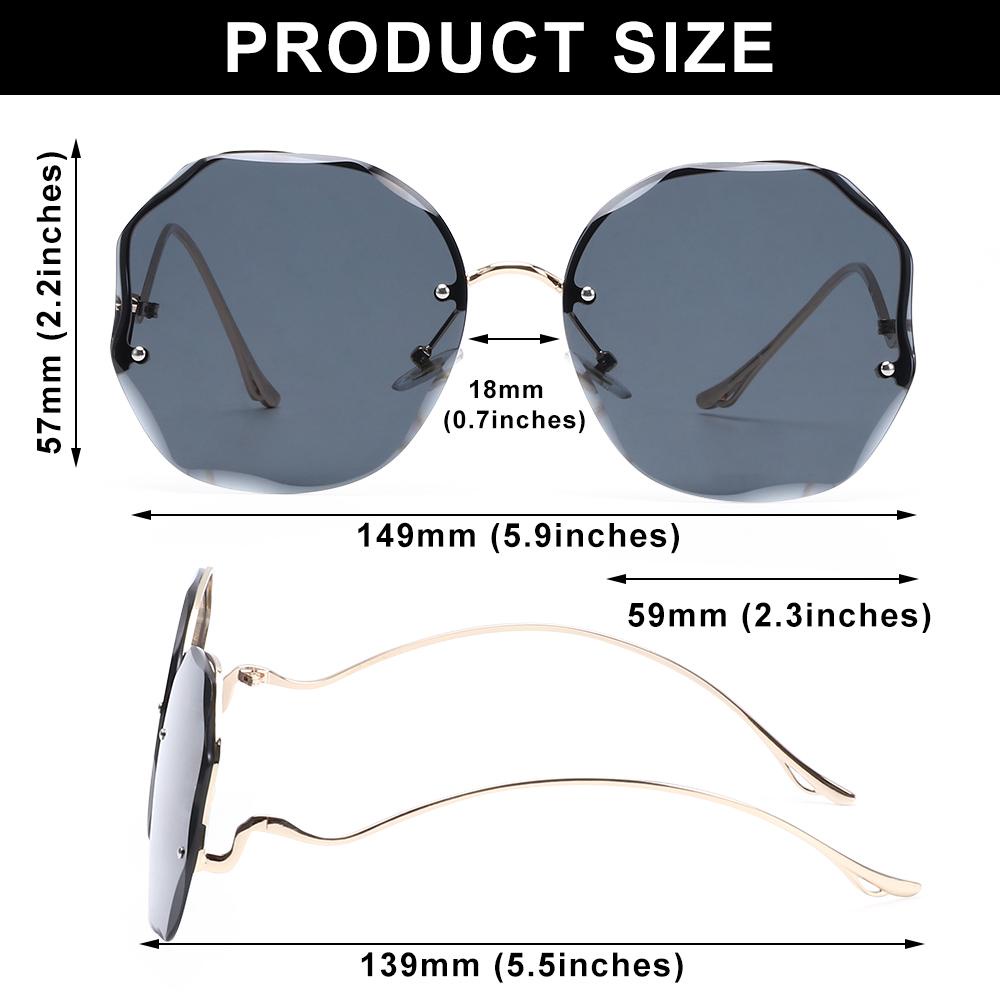 Moily Women Men Gradient Sunglasses Eyewear Sun Glasses Vintage Rimless Sunglasses Uv400 Metal 