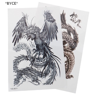 Byce&gt; สติกเกอร์รอยสักชั่วคราว ลายมังกรฟินิกซ์ กันน้ํา สําหรับติดตกแต่งร่างกาย แขน ขา