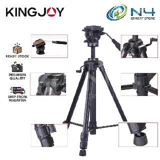 Kingjoy VT-1500 ขาตั้งกล้องวิดีโอ น้ําหนักเบา 166 ซม. พร้อมหัวท่อพาโนรามา สําหรับกล้อง DSLR Mirrorless