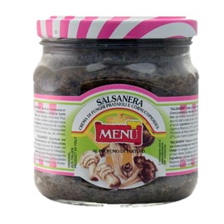 MENU Salsanera cream aromatized with truffle 370g. (เห็ดแบล็คทรัฟเฟิล ผสมเห็ดกระดุม และเห็ดแชนเทอเรลดำ