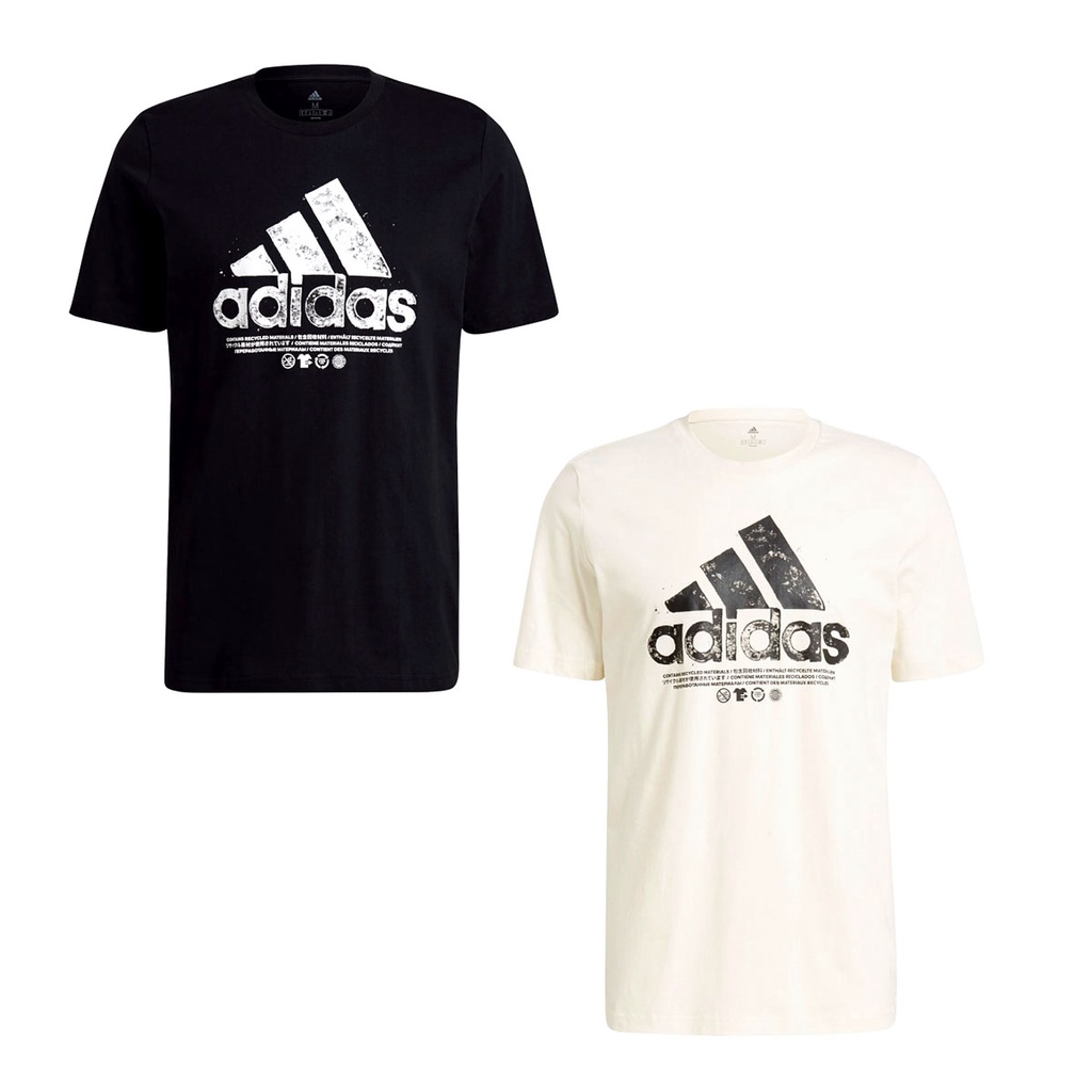 Adidas Collcetion เสื้อยืด สำหรับผู็ชาย มี 2 สี M T-Shirt Recycled Logo Graphic GL3707 BK/GL3697 WH(