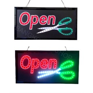 LED Sign Open กรรไกร  ป้ายไฟแอลอีดีสำหรับตกแต่ง 220V ป้ายตัวอักษร ป้ายไฟ ป้ายหน้าร้าน ใช้ประดับตกแต่ง