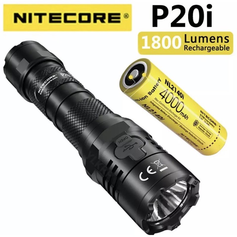 (พร้อมส่ง) Nitecore P20i ไฟฉาย LED แบบชาร์จ USB-C - Luminus SST-40 - 1800 Lumens - รวม 1 x 21700