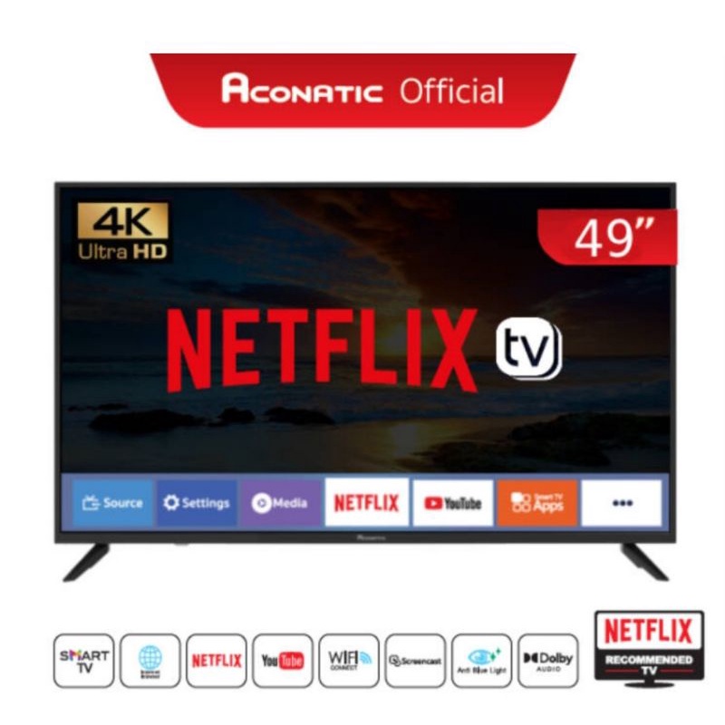 Aconatic LED Smart TV สมาร์ททีวี 49 นิ้ว รุ่น 49US534AN Netflix TV (รับประกันศูนย์ 3ปี)