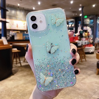 เคสป้องกันโทรศัพท์มือถือ TPU ลายผีเสื้อ ประดับเพชร สําหรับ Xiaomi Redmi Note 11 10 9 Pro 10C 10A 11S 10S K50 K40 Pro