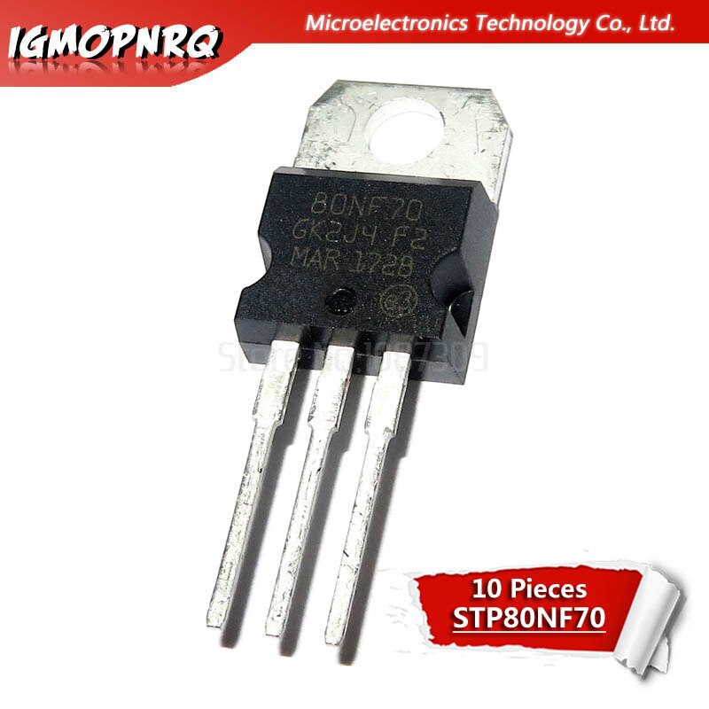 10PCS STP80NF70 80NF70 P80NF70 TO-220 80A 70V MOSFET N-Ch 68V 0.0002 โอห์มใหม่