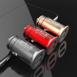 ชาร์จรถ Mini Car Charger อลูมิเนียมโลหะทั้งหมดโทรศัพท์ซ่อนคู่สูงในปัจจุบัน USB ค่าใช้จ่ายได้อย่างรวดเร็ว