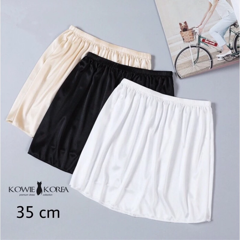 Kowie Korea กระโปรงซับใน ซับในกันโป๊ ยาว 35 ซม UW500 (ซื้อ 2 ชิ้นขึ้นไป คละแบบแถมยางมัดผม)