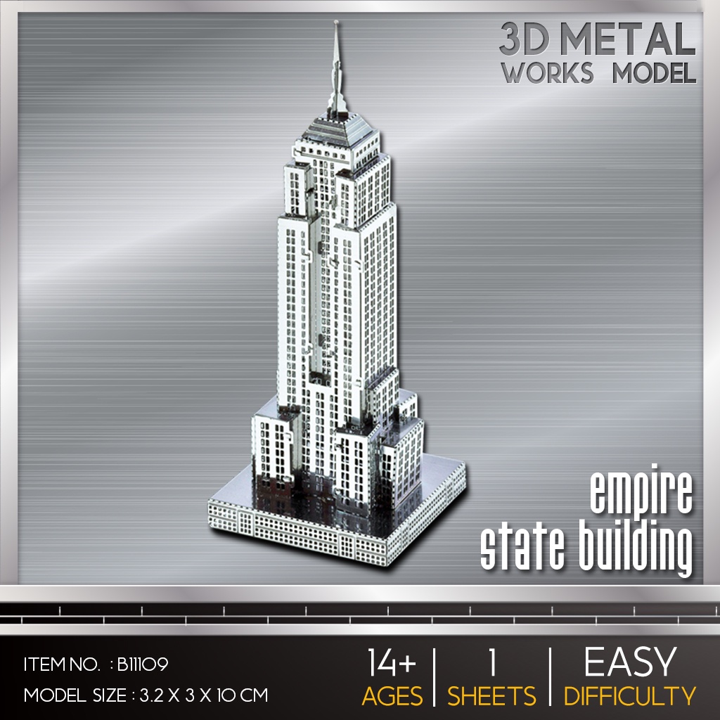 โมเดลโลหะ 3 มิติ Empire State Building ตึกเอ็มไพร์สเตต B11109 Nanyuan สินค้าเป็นแผ่นโลหะลูกค้าต้องนำ