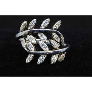 SWEET 16 แหวนเงินล้อมเพชรแฟชั่นเกาหลี AR6141 / Ring 925 Sterling Silver Leaves with beautiful CZ Diamonds Korean Fashion