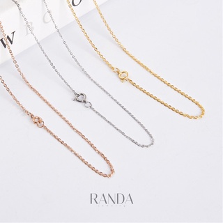 Randa สร้อยคอลายโซ่ ตะขอห่วงกลม หนา 1.2 และ 1.5 mm สีเงิน สีพิ้งโกล สีทอง สแตนเลสแท้ โดนสารเคมีได้ ไม่ลอก ไม่ดำ ของขวัญ