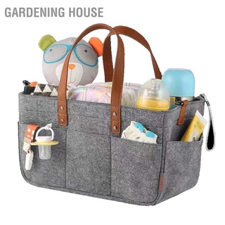 Gardening House Felt Handbag Multiple Grids Baby Diaper Bag Nursery Storage Bin Carry Basket for Travel Use