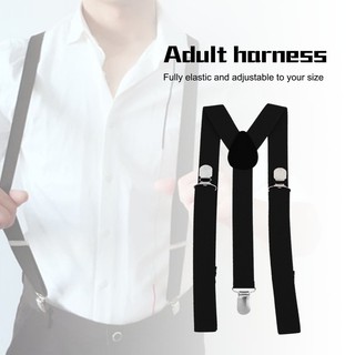 More @ Unisex Women Men Y Shape 3 Clip Elastic Suspenders Strap Adjustable Braces