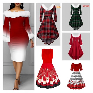 Mrs Santa Claus Christmas Dress Women Cosplay Party Costume Long Sleeve Outfits