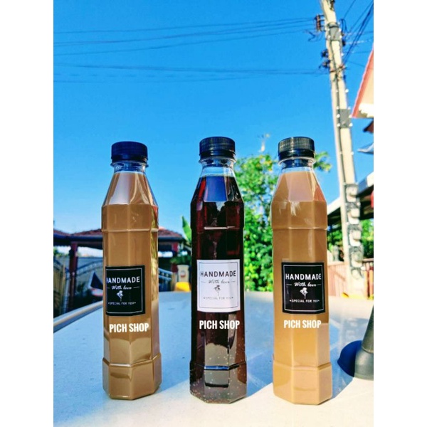 ขวดพลาสติกใส PET ทรงโคโค่ แปดเหลี่ยม 300ml พร้อมฝาปาก30mm. ขวดสวยแนวคาเฟ่ เท่ๆ