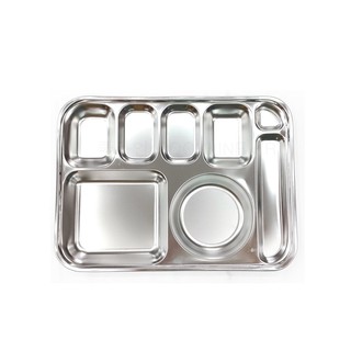 พร้อมส่ง 식판 ถาดหลุมสแตนเลส Stainless Steel Food Tray 1 ชิ้น