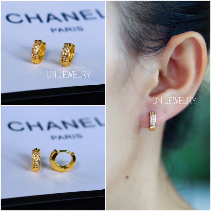 [⚡️ลดเพิ่ม 30% เก็บโค้ดหน้าร้าน] 1คู่ ต่างหูห่วง CZ (วัสดุอย่างดี ไม่ลอกดำ แพ้ง่ายใส่ได้) CN Jewelry