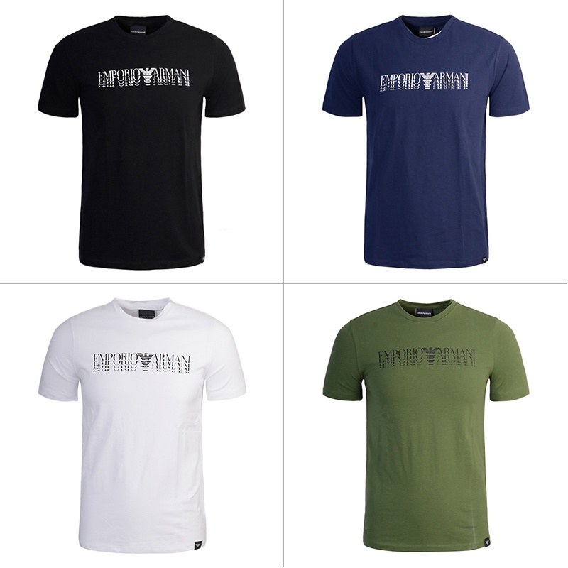 Emporio Armani/ Armani Ea เสื้อยืดลําลองสําหรับผู้ชายแขนสั้นคอกลมพิมพ์ลาย 3Z1T92 1J0Az เสื้อยืดผู้ชา