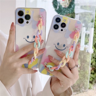 เคสโทรศัพท์มือถือแบบนิ่ม ใส ลายการ์ตูนหน้ายิ้มน่ารัก พร้อมสายคล้องข้อมือ สําหรับ OPPO A92S Reno 2 2Z 2F 3 4 SE 4F 4Z 5 5F 5Z 6 6Z Z Pro Plus Find X2 Neo Lite