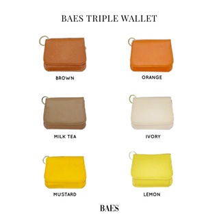 ปั๊มชื่อ! Baes Triple Wallet กระเป๋าสตางค์หนังแท้