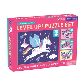 Level Up! Puzzle Set  จิ๊กซอว์4ภาพ4ระดับความยาก ในกล่องเดียว ลาย Unicorn Magic