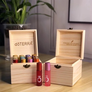 Doterra กล่องไม้ใส่ขวดน้ํามันหอมระเหย แบบม้วน 10 มล. 16 ช่อง ปรับแต่งโลโก้ได้