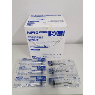 Syringe Nipro กระบอกฉีดยา ป้อนยา  50 ml.หัวฉีด , หัวข้าง  (แบบไม่มีหัวเข็ม)