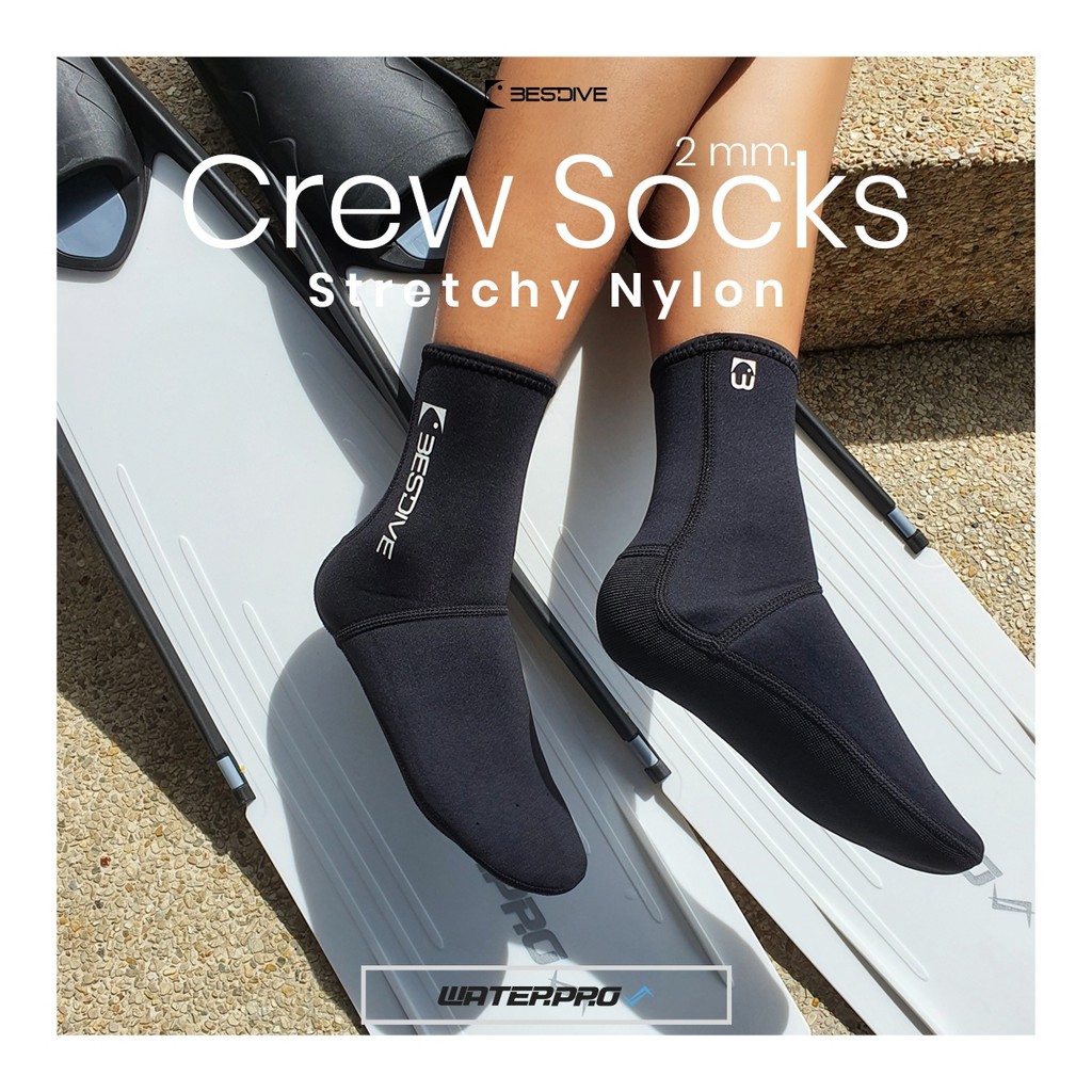 ถุงเท้าดำน้ำ - Bestdive Neoprene Yamamoto Japan 2 mm. Crew Socks - ยืดหยุ่นสูงกว่าผ้านีโอพรีนทั่วไป