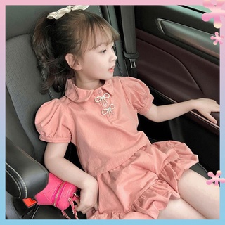 Girls summer suit 2022 latest Korean style POLO collar shorts short sleeve fashionable western style thin two-piece suit