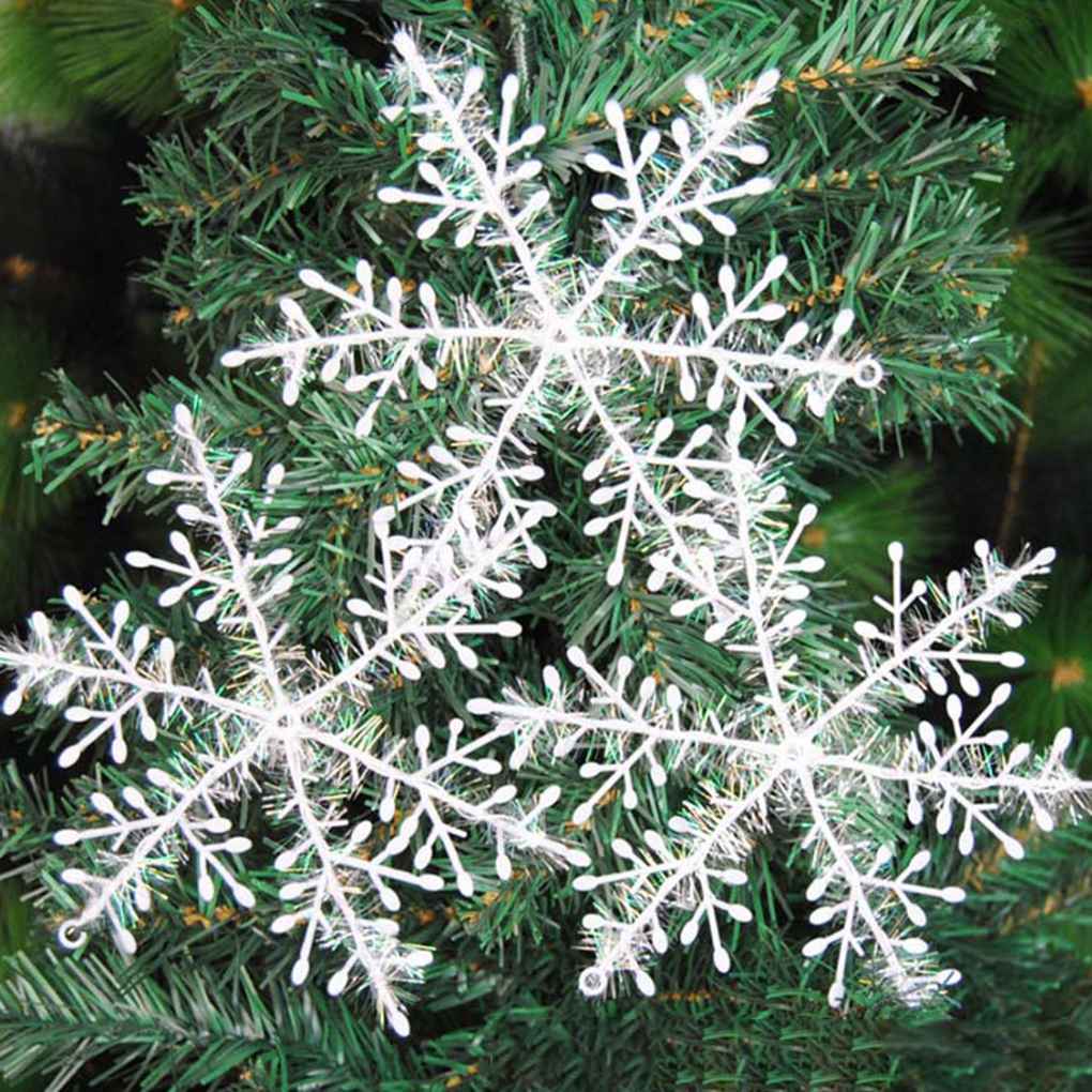30PCS White Snowflake Christmas Ornaments Holiday Festival Party Home Decor Decoration Navidad New Year Gift Random Size #3