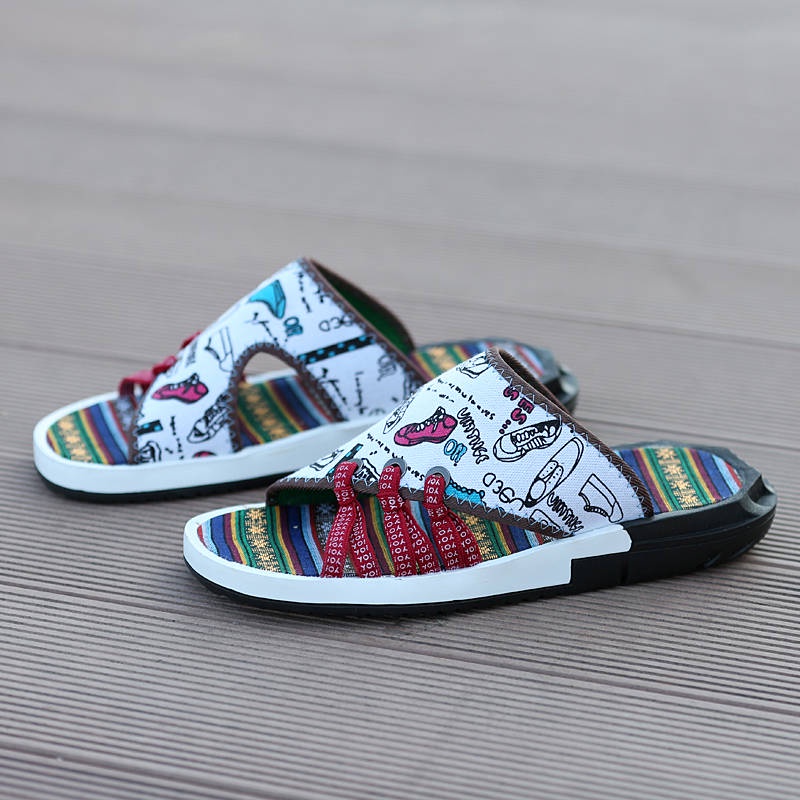 Magic Sticker Slippers สไตล์ชาติพันธุ์ฤดูร้อนเทรนด์เทรนด์การพักผ่อนชาว ...