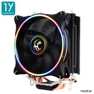 ซีพียูคูลเลอร์ Tsunami Super Storm RGB TSS-2000 130W CPU Cooler ( 4 HEAT PIPES + 12 CM NEON FAN) (P.W.M Function)(Intel/AMD Compatible (รับประกันสินค้า 1 ปี)