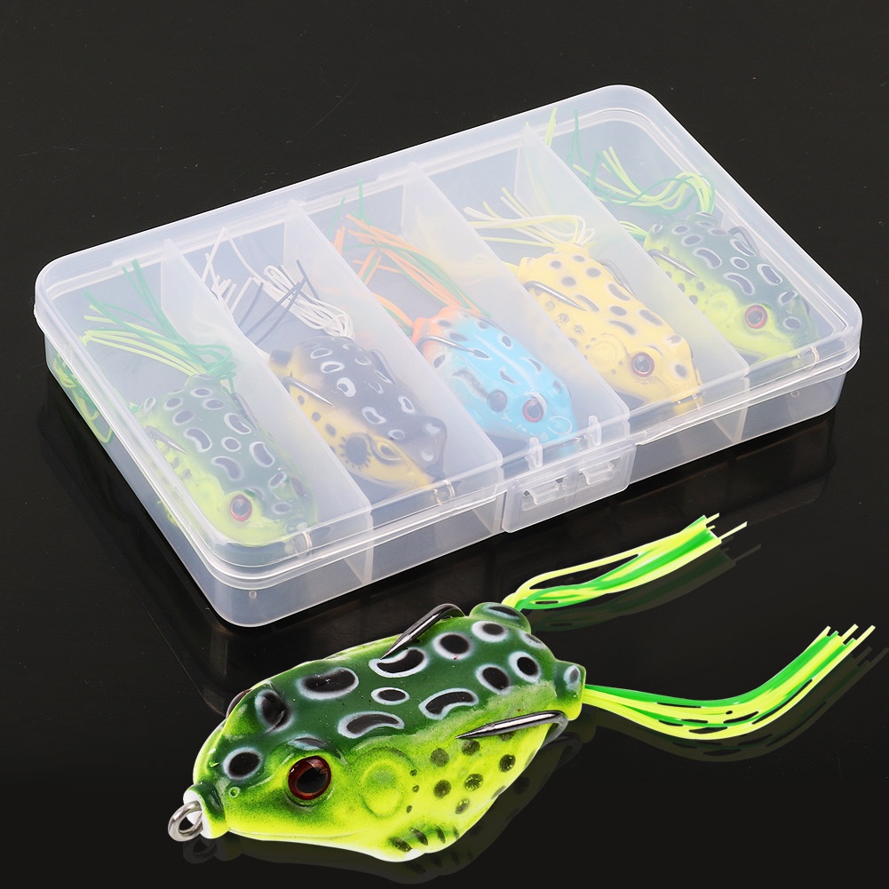 Sougayilang 5pcs Soft Lure Target Frog 6cm 10g เหยื่อตกปลาจำลองกบล่อเหยื่อเบสพร้อมกล่อง