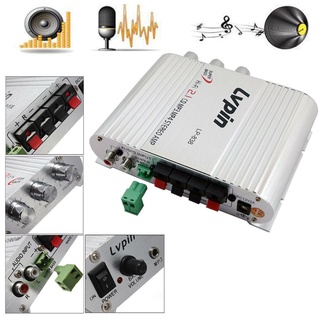 LVPIN lp-838 เครื่องเสียงติดรถยนต์ 12V สเตอริโอเพาเวอร์ เครื่องขยายเสียง Hi-Fi 2.1 3-Channel Super Bass Amp Subwoofer