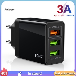 [PE]TOPK EU Plug 30W Fast Charging QC3.0 3 USB Ports Wall Charger Power Adapter