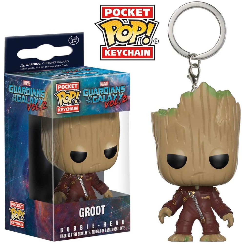 FUNKO POCKET POP! พวงกุญแจ: Guardians Of The Galaxy Vol.2 - Groot ไวนิลรูปตุ๊กตาสะสมของเล่นพวงกุญแจ