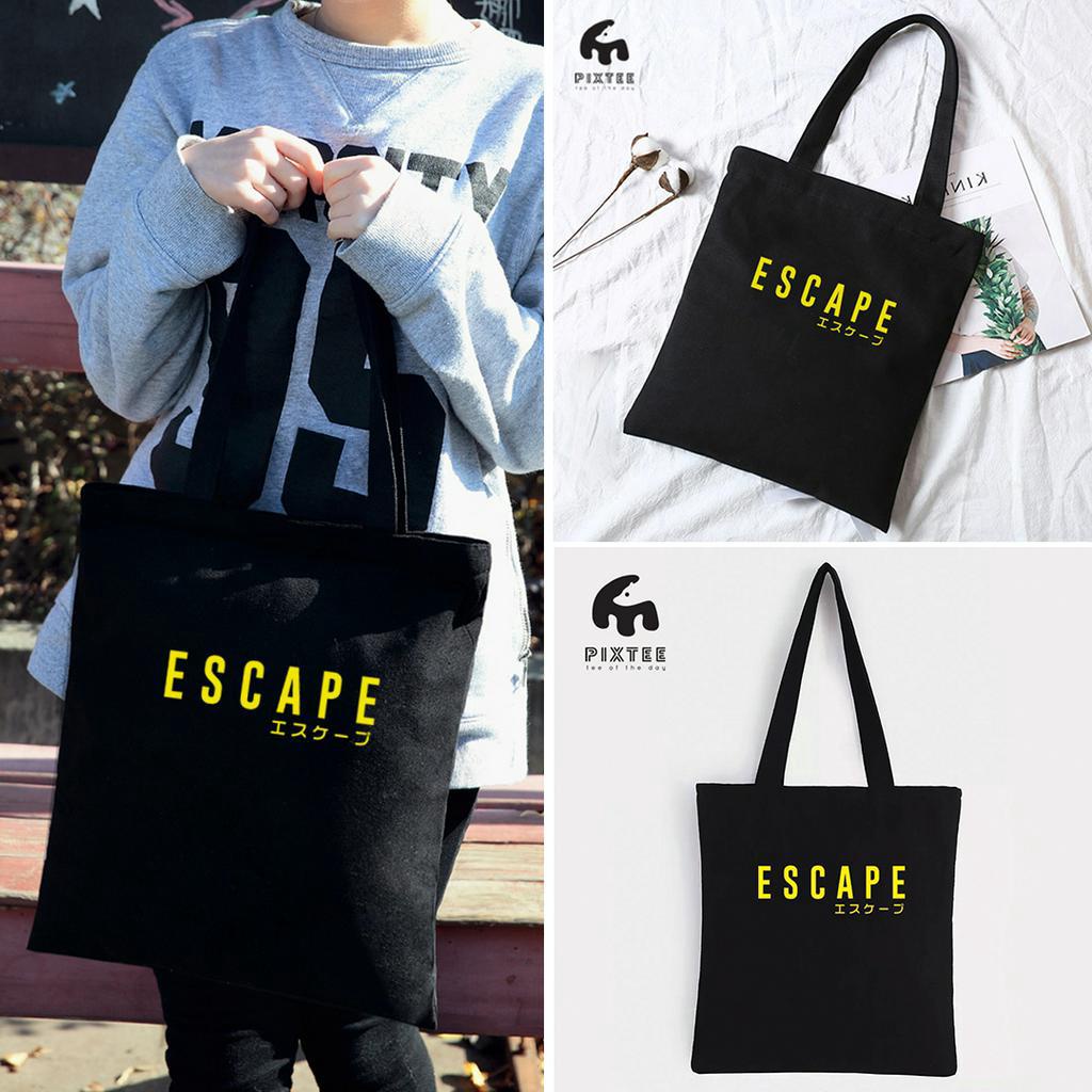 PIXTEE Escape Canvas Tote Bag มีซิป