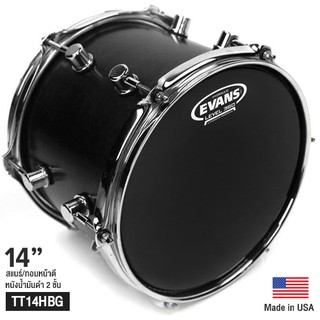 Evans™ หนังกลองสแนร์ หนังกลองทอม 14" แบบน้ำมันดำ 2 ชั้น รุ่น TT14HBG ** Made in USA **