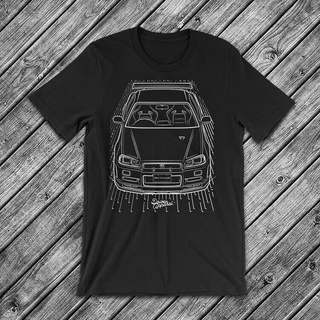 เสื้อเด็กหญิง นิสสันสกายไลน์ Gtr R34 เสื้อยืด Jdm R32 R33 รถซิลเวีย