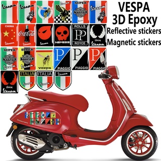 สติกเกอร์แม่เหล็กอีพ็อกซี่ สะท้อนแสง ลาย Vespa Locomotive 3D สําหรับติดตกแต่ง