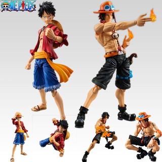 โมเดลแอคชั่นฟิกเกอร์ One Piece Figma Luffy Ace VAH Monkey D Luffy Portgas D. Ace Straw Hat Fire Fist บรรจุอยู่ในกล่องพีว