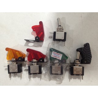 switch aircraft สวิตซ์เครื่องบิน DC 12V-220V มีฝาครอบ มีหลอดไฟLED แสดงสถานะเปิด ปิด Switch